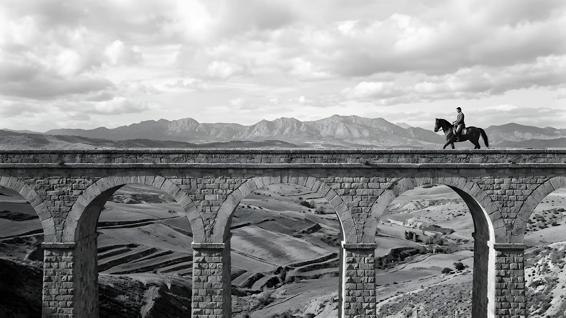3 Day – Master in Strategy Execution course in South Africa: rider crossing a stone aqueduct